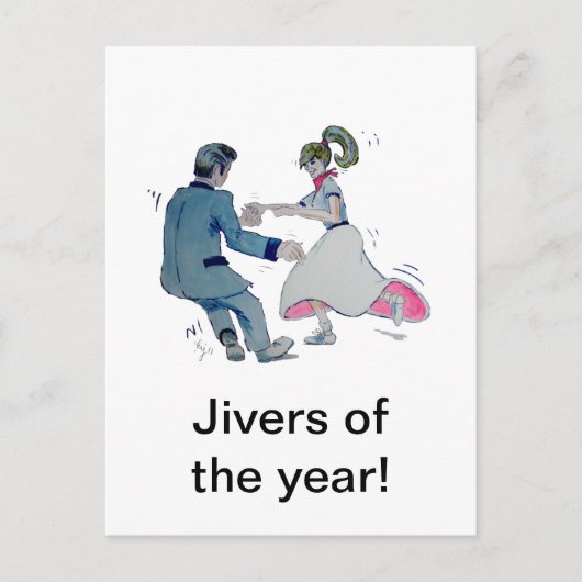 ジーブおもしろい！スイング踊りロックンロール ポストカード (正面)