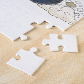 ジープを運転している象の漫画のイラストレーション ジグソーパズル (側面)