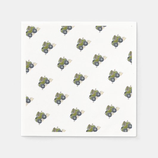 ジープを運転している象の漫画のイラストレーション。 スタンダードカクテルナプキン (正面)