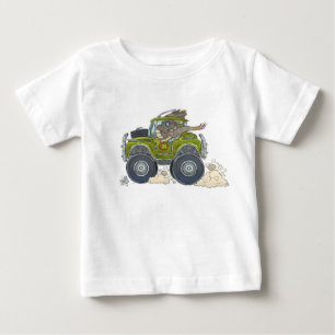ジープを運転している象の漫画のイラストレーション ベビーTシャツ