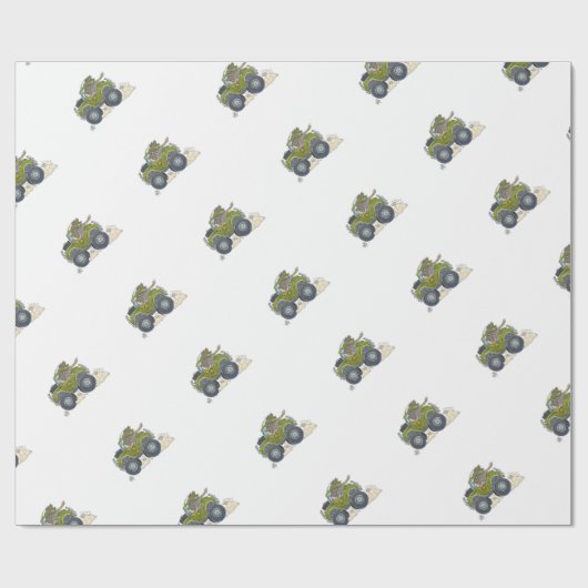 ジープを運転している象の漫画のイラストレーション ラッピングペーパー (フラット)