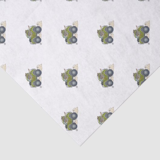 ジープを運転している象の漫画のイラストレーション 薄葉紙 (詳細)