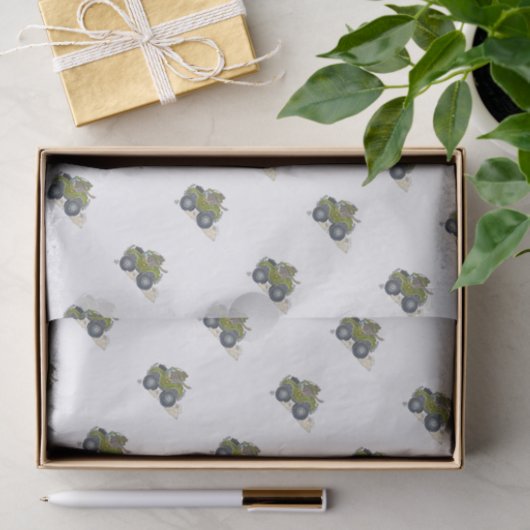 ジープを運転している象の漫画のイラストレーション 薄葉紙 (ギフト)