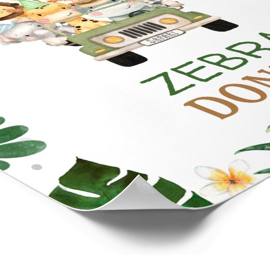 ジープサファリ動物の誕生日パーティーサイン ポスター (角)