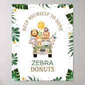 ジープサファリ動物の誕生日パーティーサイン ポスター (正面)