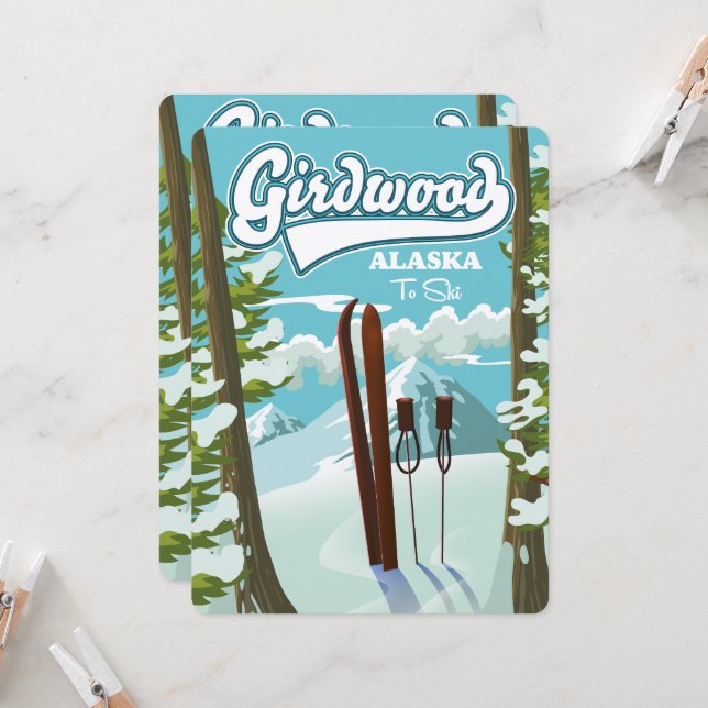 ジールウッドアラスカからスキーをする (正面/裏面インサイチュ)