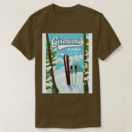 ジールウッドアラスカからスキーをする Tシャツ (デザイン正面)