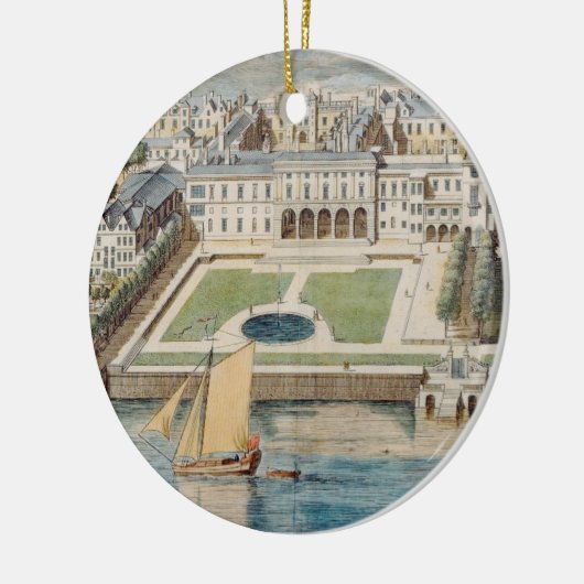 ジーンが刻む繊維のサマセット州の古い家 セラミックオーナメント (左)