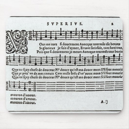 ジーンアントワーヌde Baif著音楽への詩 マウスパッド (正面)