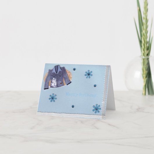 ジーンジャケット誕生日ガーリーカード カード (正面)