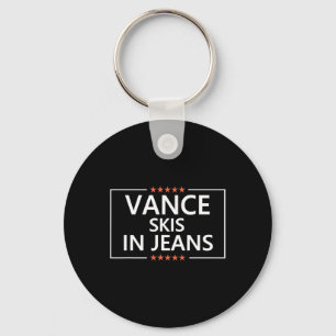 ジーンズでスキーするVance おもしろいスキー JD Vance風刺 キーホルダー