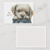 ジーンズで子犬アートモノグラムパーソナライズされたノートカード ノートカード (正面/裏面)