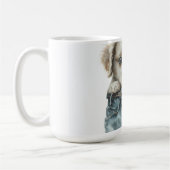 ジーンズに可愛い子犬アートモノグラム コーヒーマグカップ (左)