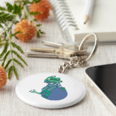 ジーンズのカエル，誕生日,水玉模様 キーホルダー (側面)