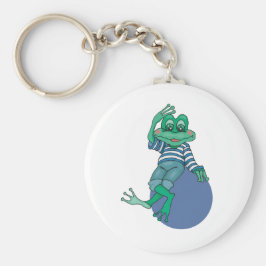 ジーンズのカエル，誕生日,水玉模様 キーホルダー