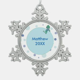 ジーンズのカエル，誕生日,水玉模様 スノーフレークピューターオーナメント