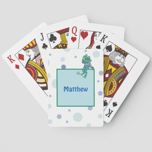 ジーンズのカエル,誕生日,水玉模様 トランプ (裏面)