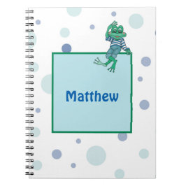 ジーンズのカエル，誕生日,水玉模様 ノートブック