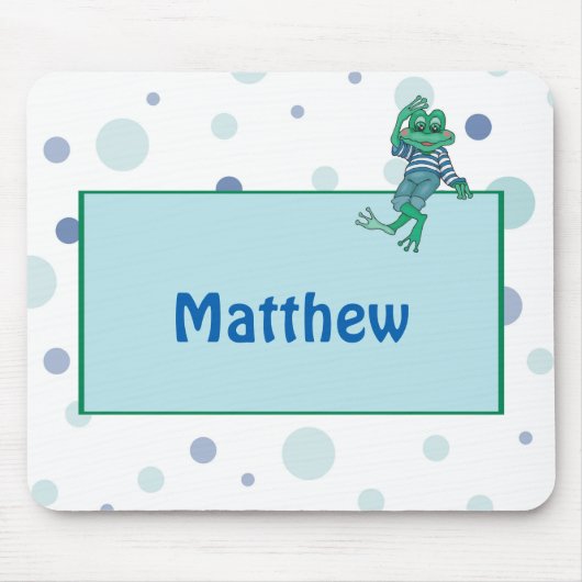 ジーンズのカエル，誕生日,水玉模様 マウスパッド (正面)