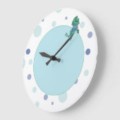 ジーンズのカエル，誕生日,水玉模様 ラージ壁時計 (傾斜)