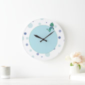 ジーンズのカエル，誕生日,水玉模様 ラージ壁時計 (ホーム)