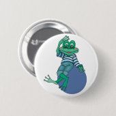 ジーンズのカエル,誕生日,水玉模様 缶バッジ (正面&裏面)