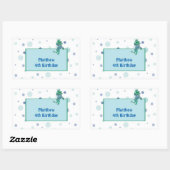 ジーンズのカエル，誕生日,水玉模様 長方形シール (シート)