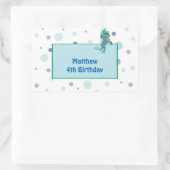 ジーンズのカエル，誕生日,水玉模様 長方形シール (バッグ)