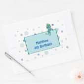 ジーンズのカエル，誕生日,水玉模様 長方形シール (封筒)