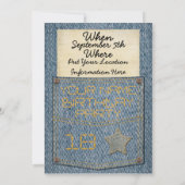 ジーンズの小型のバースデーパーティ招待状 招待状 (裏面)