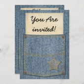 ジーンズの小型のパーティの招待状 招待状 (正面/裏面)