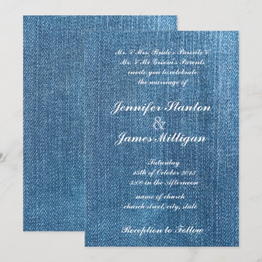 ジーンズの生地感 招待状 (正面/裏面)