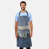 ジーンズの質感、背スタイリッシュ景。 エプロン (着用した状態)