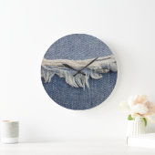 ジーンズの質感、背スタイリッシュ景。 ラージ壁時計 (ホーム)