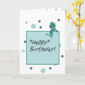 ジーンズを履いたカエル 誕生日 カード (黄色い花)