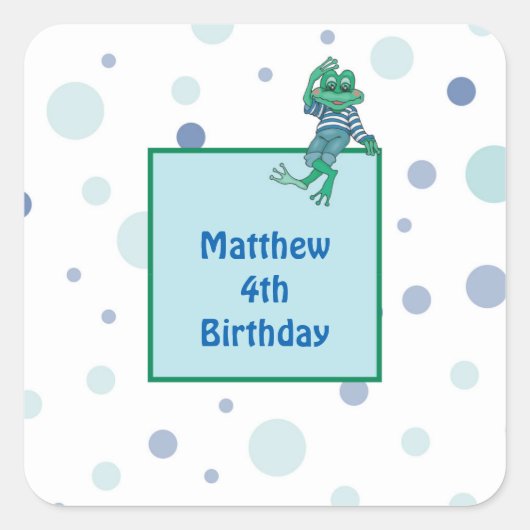 ジーンズを着たカエル スクエアシール (正面)