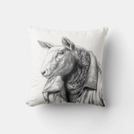 ジーンズジャケットの羊（雪） クッション