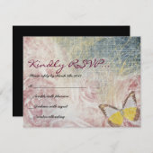 ジーンズバラ&蝶バルミツワー返信カード 出欠カード (正面/裏面)