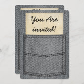 ジーンズポケットバースデーパーティ招待状 招待状 (正面/裏面)