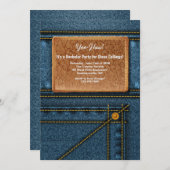 ジーンズレザースクエアタグ バチェラーパーティー 招待状 (正面/裏面)