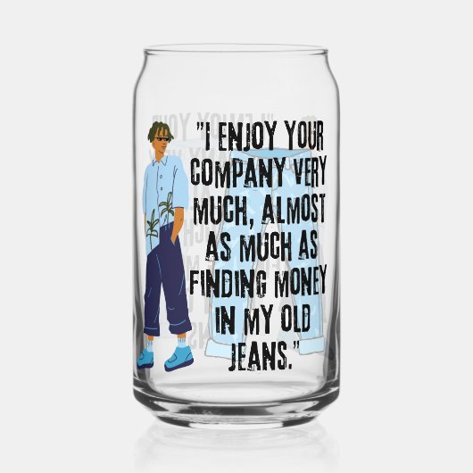 ジーンズ引用文 ガラス缶 (正面)