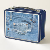 ジーンズ擦り切れた メタルランチボックス (裏面)