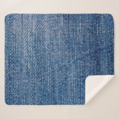 ジーンズ生地デニム構造青 シェルパブランケット (正面(横))