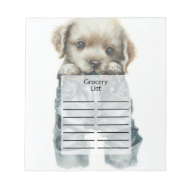 ジーンズ・アートのかわいいワンちゃん ノートパッド