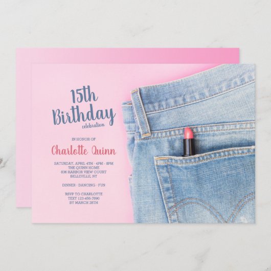 ジーンズ・フォーエバー誕生日パーティー 招待状 (正面/裏面)