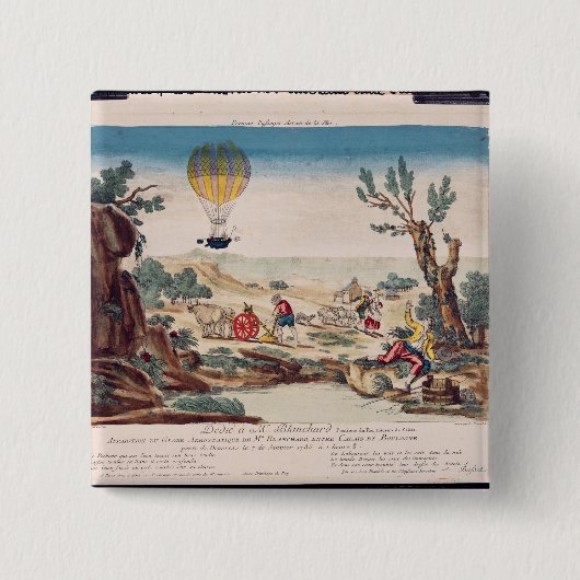 ジーンピエールBlanchardの熱気球 缶バッジ (正面)