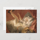 ジーン・フラゴナール – 遊犬と一緒の若い女性 ポストカード (正面/裏面)