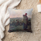 ジーン・フランソワ・ミレットの羊飼いの娘 クッション (ブランケット)