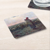 ジーン・フランソワ・ミレットの羊飼いの娘 スクエアペーパーコースター (アングル)