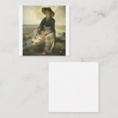 ジーン・フランソワ・ミレー – 若い羊飼いの娘 スクエア名刺 (正面/裏面)